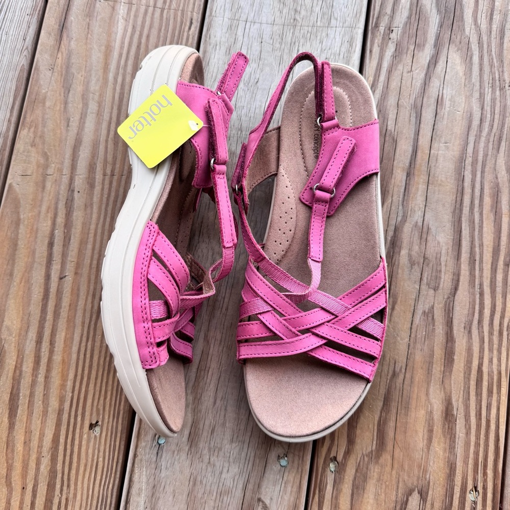 Hotter Comfort Concept Maisie Sandals | Pink & tan Leather | Size 9.5 EXF | New - Picture 2 of 7